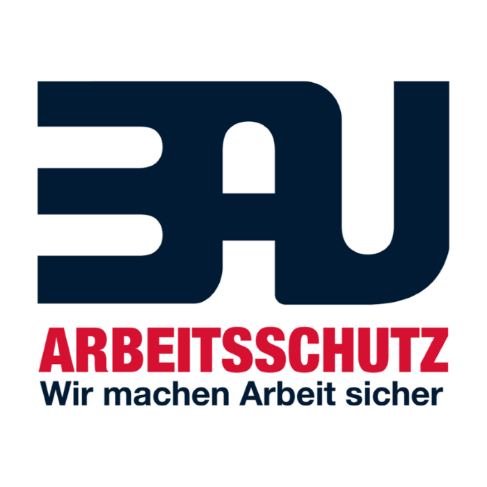 Logo von BAU ARBEITSSCHUTZ auf weißem Grund